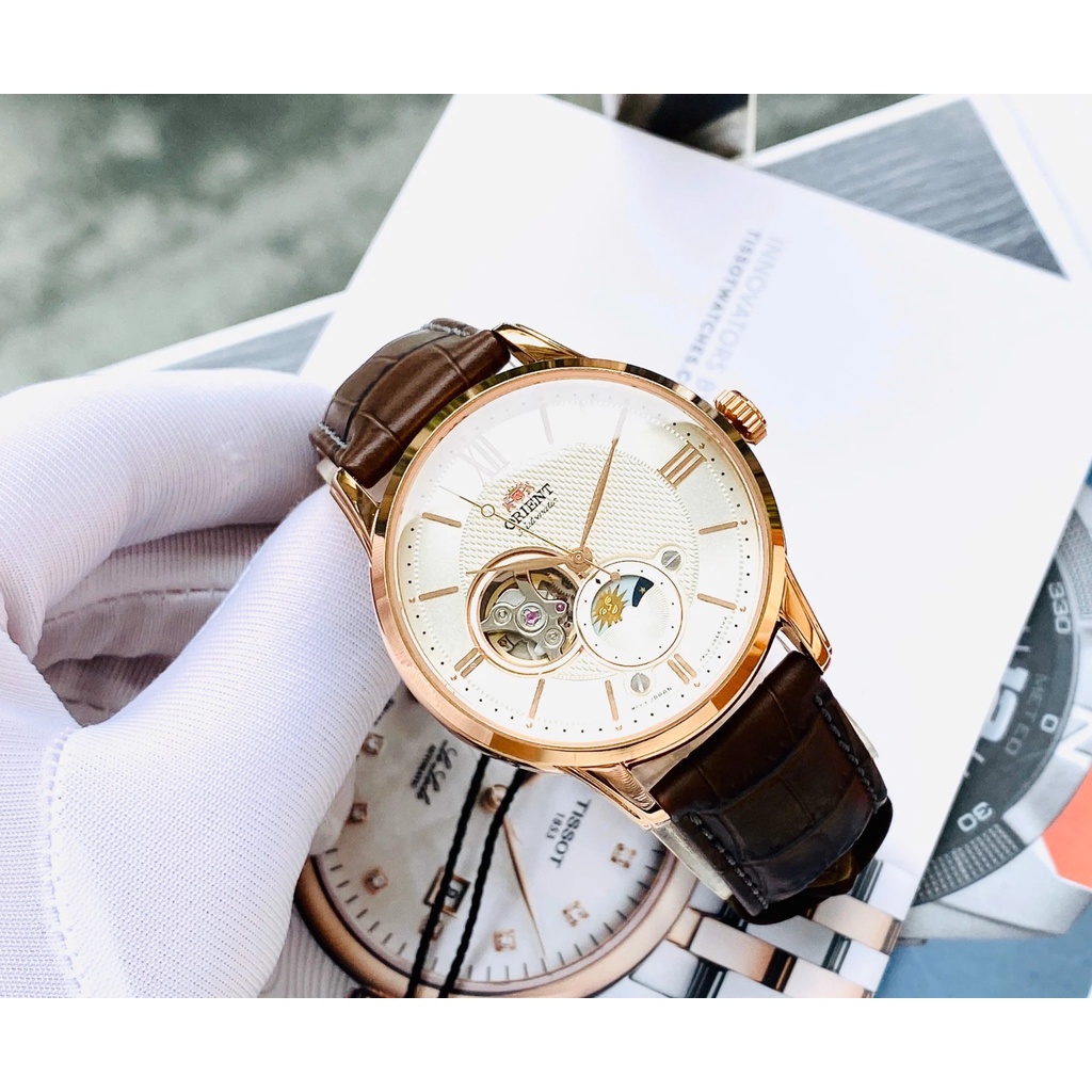 Đồng hồ nam chính hãng Orient Sun.Moon Gen 4 RA-AS0009S10B  Rose Gold - Máy cơ tự động - Kính Sapphire