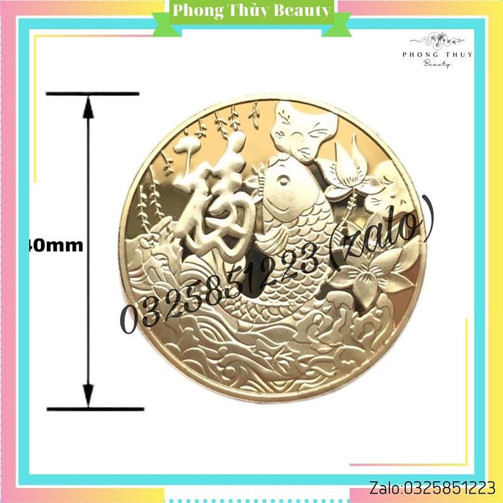 Đồng Xu 2 Mặt Hình 9 Con Cá Chép Hóa Rồng Mang Lại Tài Lộc Hanh Thông-PT Beauty