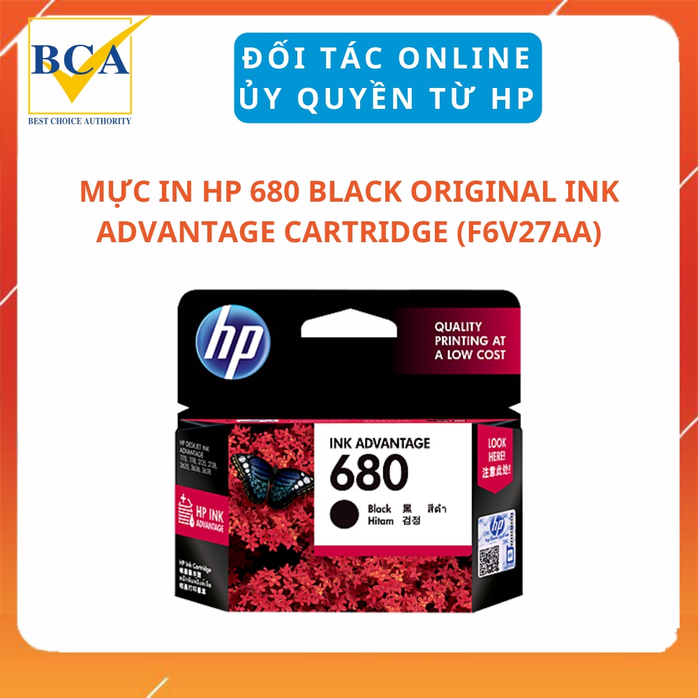 Mực In HP 680 Black Original Ink Advantage Cartridge (F6V27AA) DÙNG CHO HP 1118 / 2138 / 3635 / 3636 / 3638 / 4675 / 467