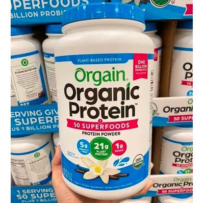 Sữa bột Protein hữu cơ Orgain Organic Protein  Siêu dinh dưỡng. Hộp siêu to 1.22kg