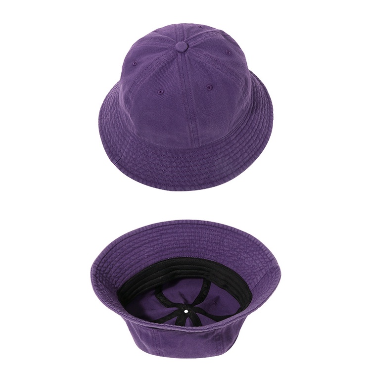 Mũ Bucket Cotton Mềm Mại Màu Trơn Thoáng Khí Phong Cách Retro