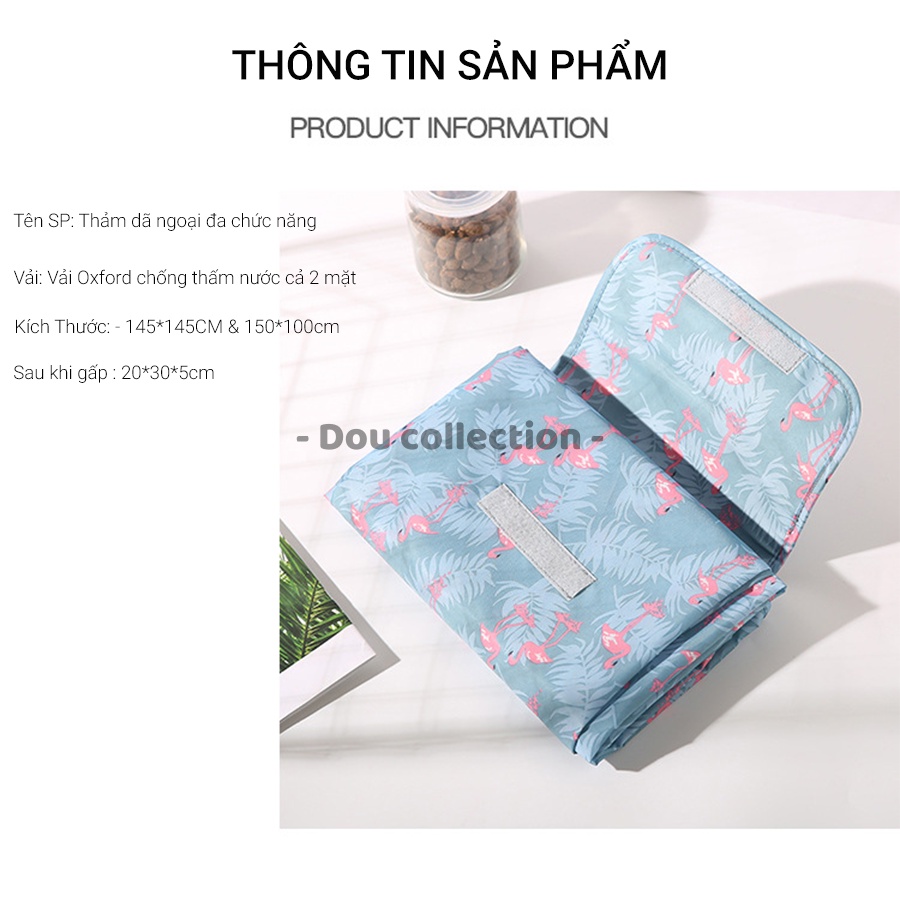 [Nowship2h] Thảm Dã Ngoại Picnic Chống Thấm Du Lịch Đi Biển, Cắm Trại Đi Phượt Kết Hợp Tập Yoga Gấp Gọn Họa Tiết - PC001