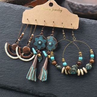 Set 3 Đôi Bông Tai Boho Tông Xanh