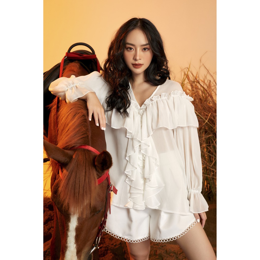 MOLLYNISTA - Quần Olivia short trắng đăng ren O | BigBuy360 - bigbuy360.vn