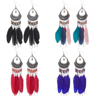 Bông tai lông vũ đan xích hàng sịn - NGỌC STORE