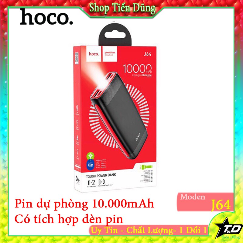 Pin sạc dự phòng Hoco J64 10000mah 2 cổng USB 2.0A có đèn led