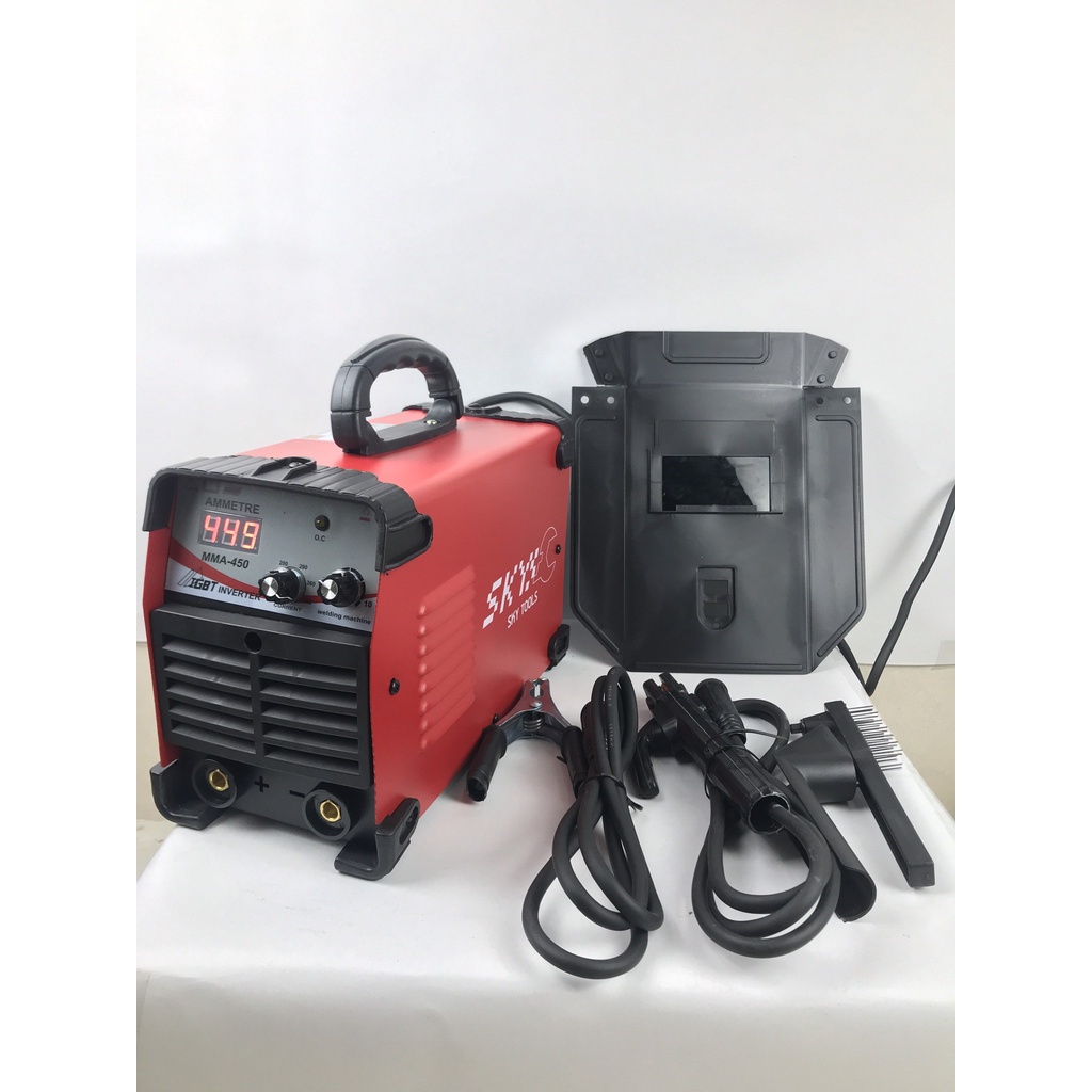 Máy hàn điện tử mini MMA450, hàn kéo que 1.6 - 4.0 ly, máy hàn que inox cam kết 100% lõi đồng | Tặng full bộ phụ kiện