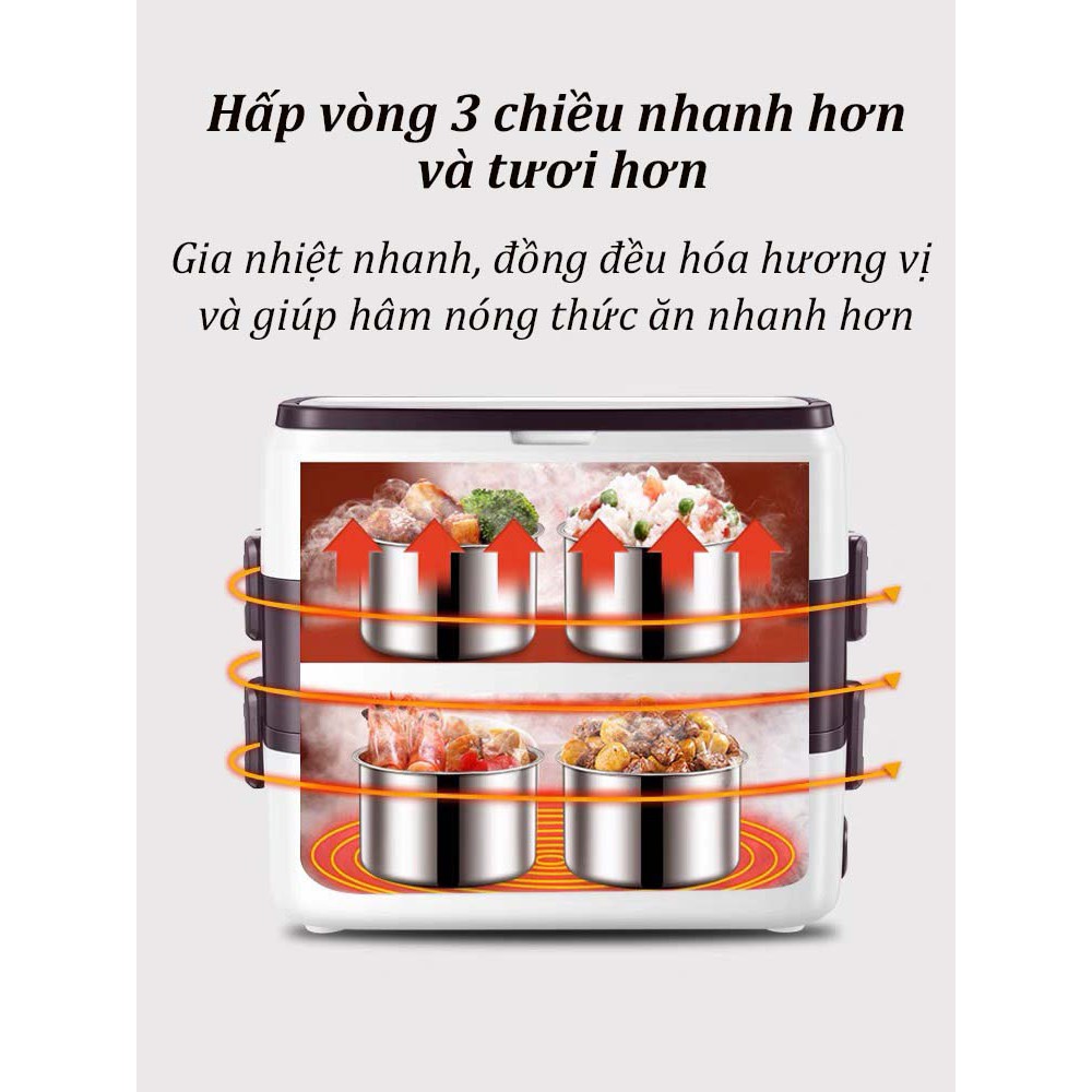 Hộp Cơm Văn Phòng Cắm Điện 3 Tầng HỘP CƠM CẮM ĐIỆN ĐA NĂNG Hâm Nóng, Giữ nhiệt Tốt - 4 BÁT Inox CAO CẤP MINISTYLE | BigBuy360 - bigbuy360.vn