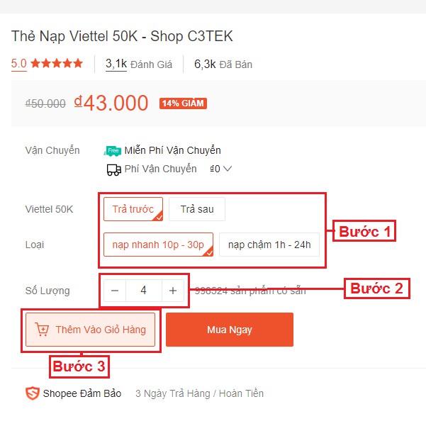 [GỘP x5 thẻ 20K] Viettel 20K  - Shop C3TEK