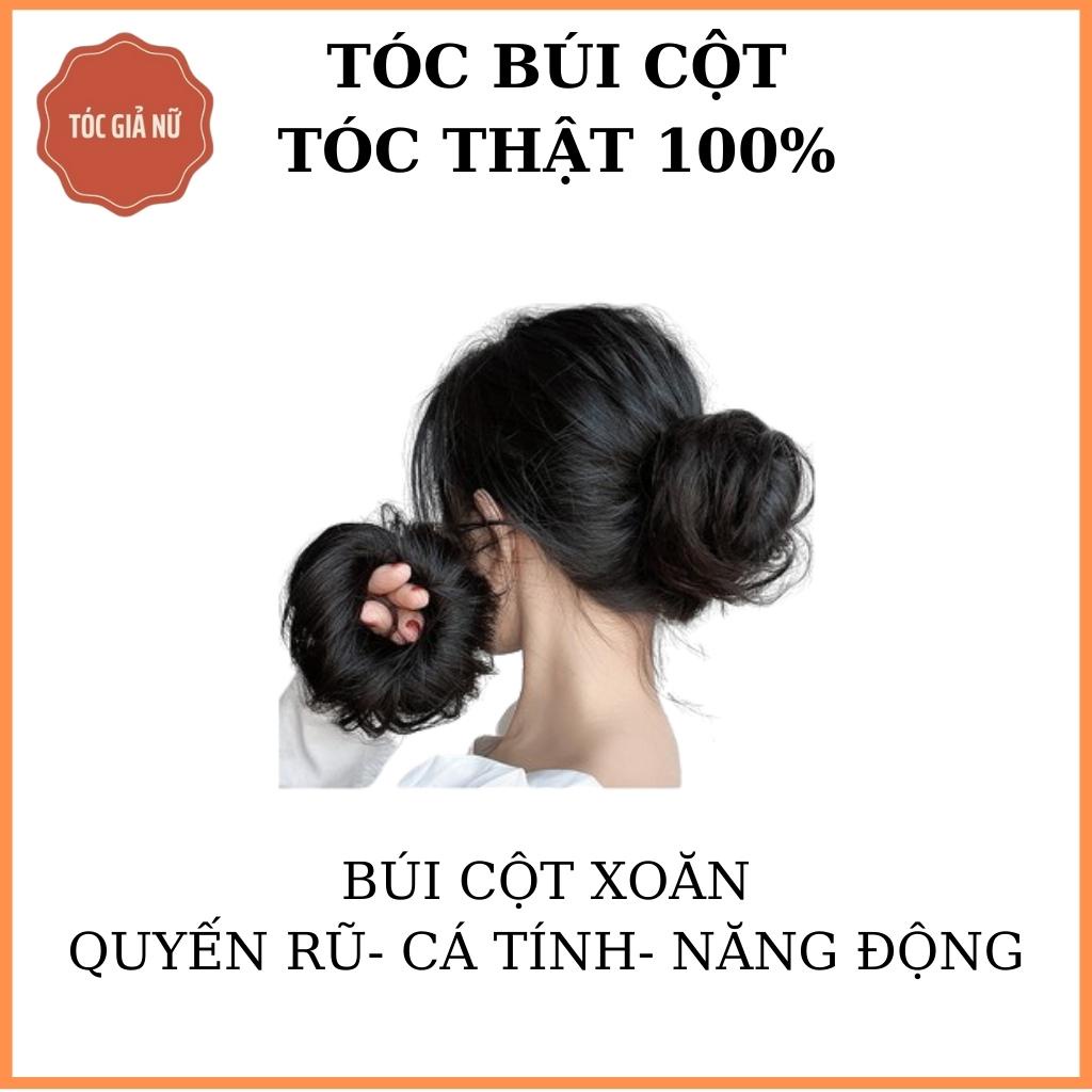 Búi tóc giả cột rối mini - dệt tóc thật 100%- Búi mini tóc thật.