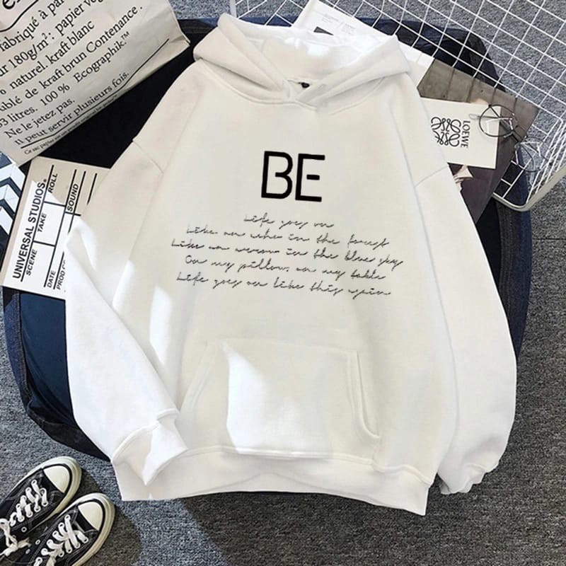 Áo Khoác Sweater Có Mũ Trùm In Hình Bts Dễ Thương Cho Nữ