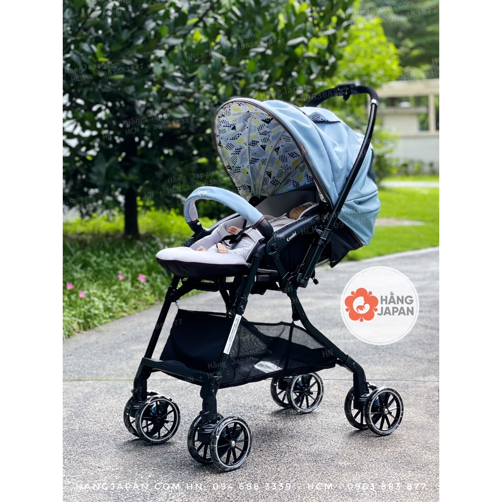 Xe đẩy Combi Sugocal Light đệm điều hòa, 4 bánh xoay tự động BH chính hãng 2 năm