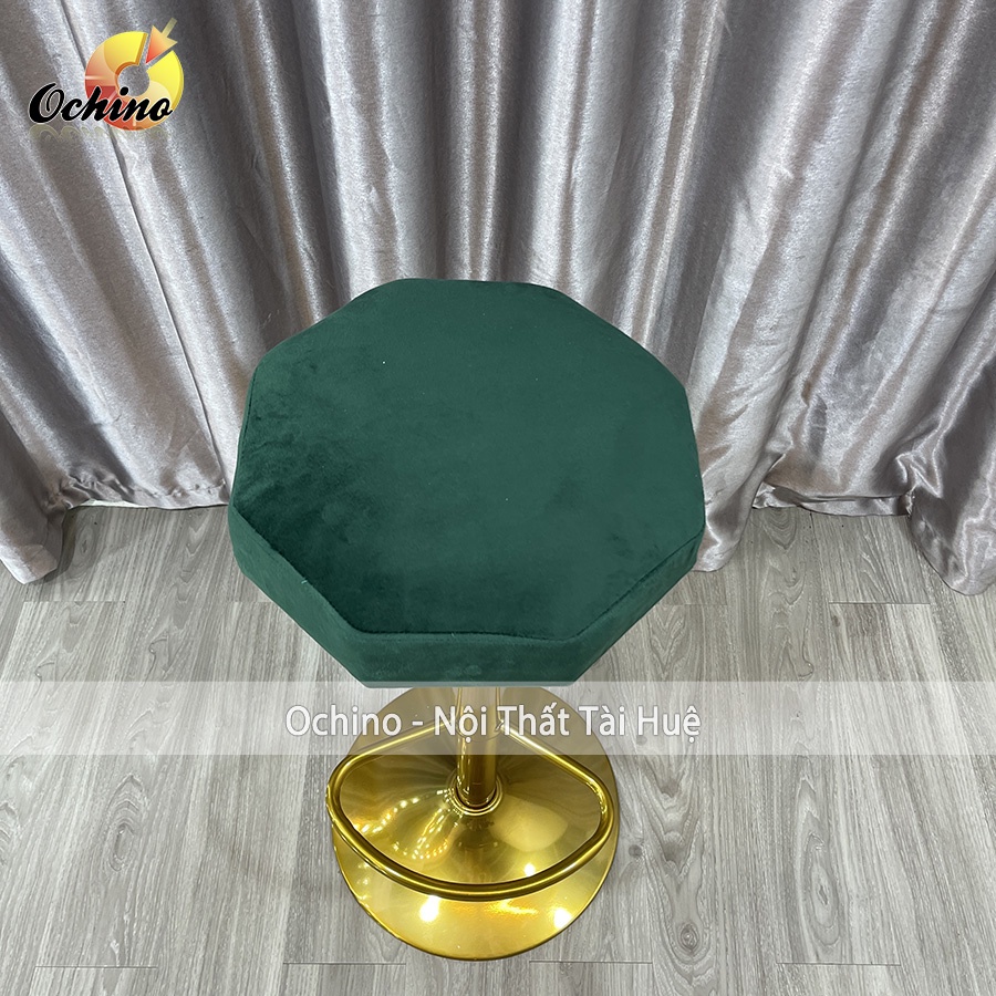Ghế Quầy Lễ Tân, Ghế Quầy Bar Mẫu trơn 8 cạnh Chân Vàng K1 Tĩnh Điện Điều Chỉnh Độ Cao 60/80 Và Xoay 360 Độ