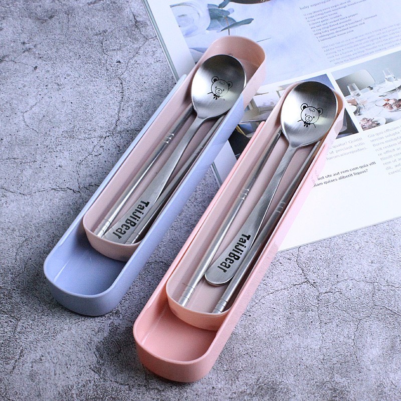 Bộ Đũa Muỗng Đũa Inox có hộp tiện lợi du lịch / văn phòng