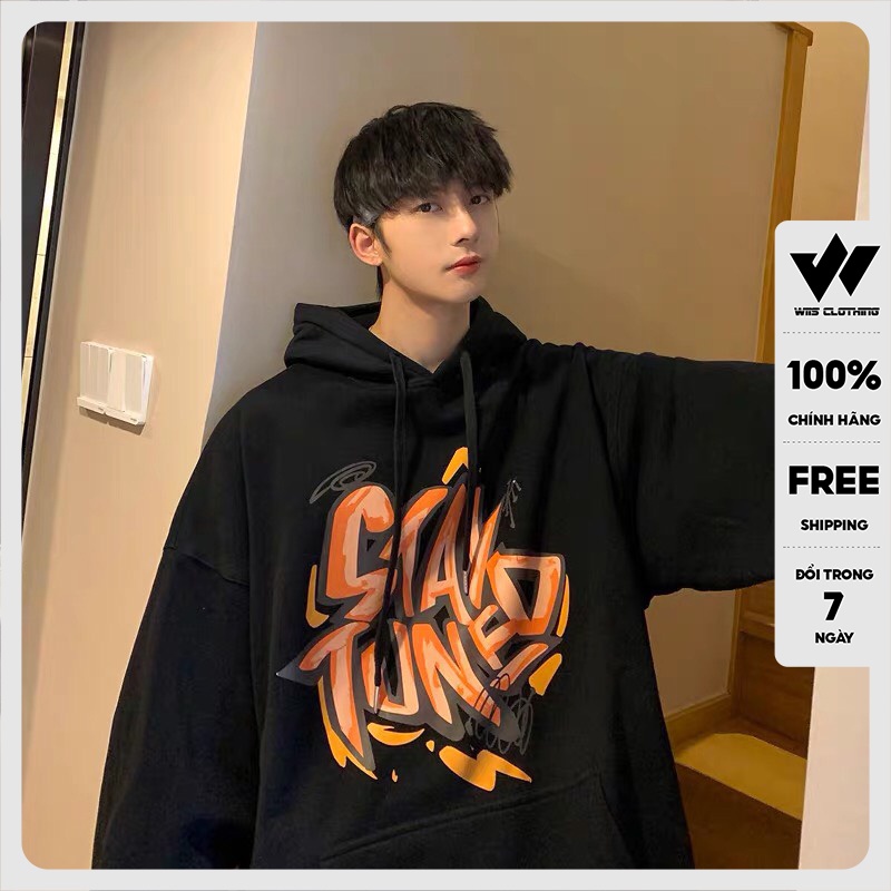 Áo hoodie unisex WIIS form rộng nỉ nam nữ STAY TUNED HD11 thời trang thu đông oversize
