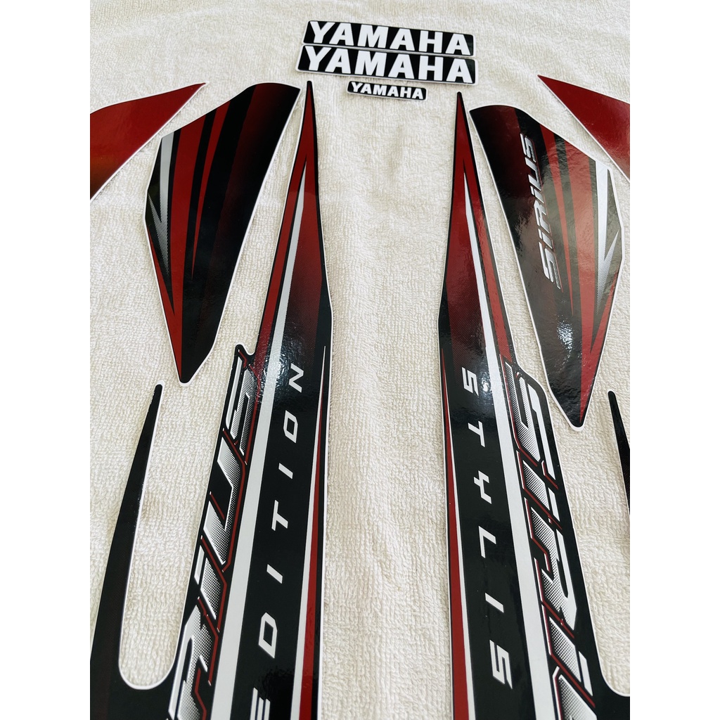 Bộ tem decal dán xe máy Yamaha Sirius bản to màu đen đậm đỏ zin thái siêu đẹp