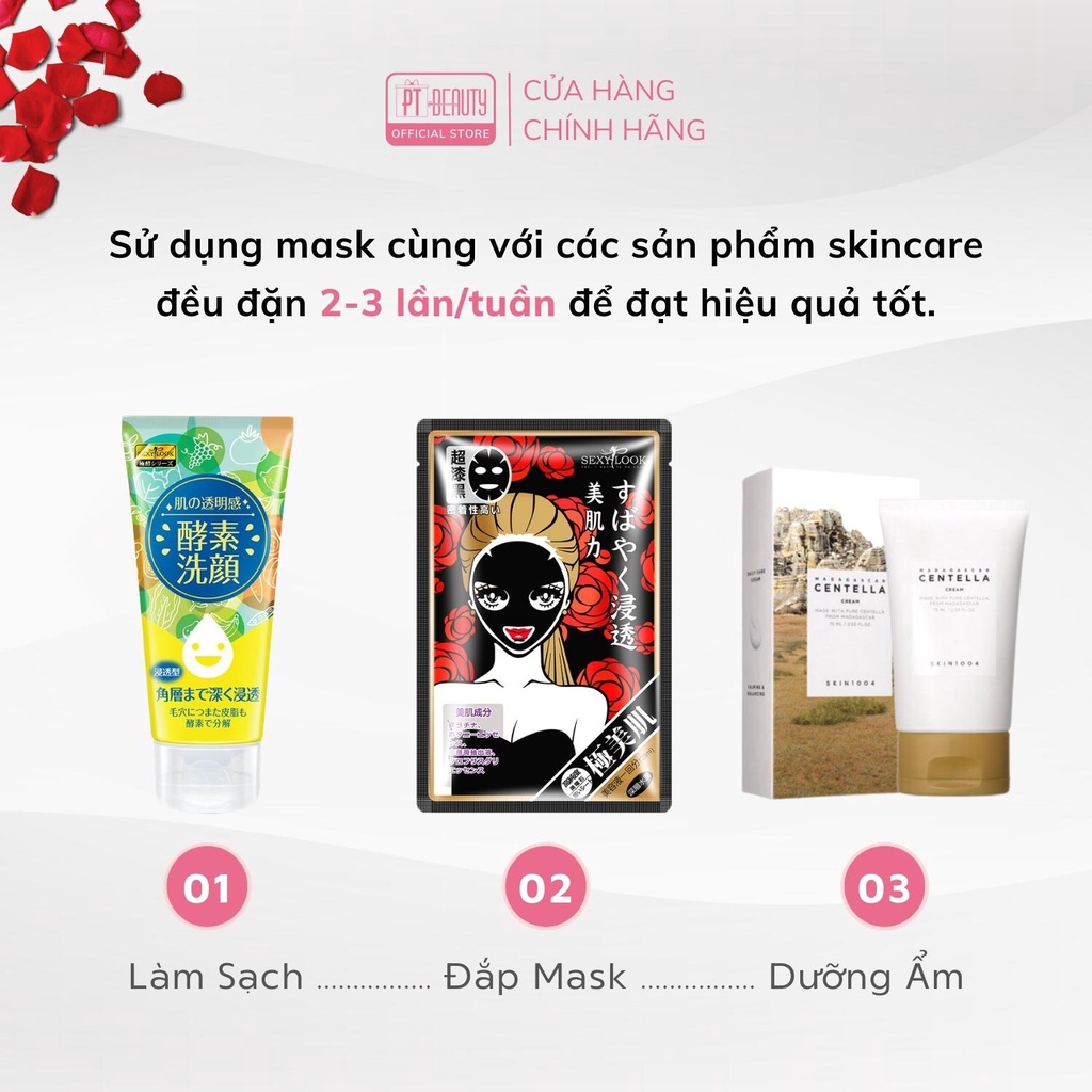 Mặt nạ hoa sơn trà đỏ SEXYLOOK Intensive Moisturizing Black Facial Mask dưỡng ẩm ngừa nếp nhăn hộp 5 miếng x 28ml