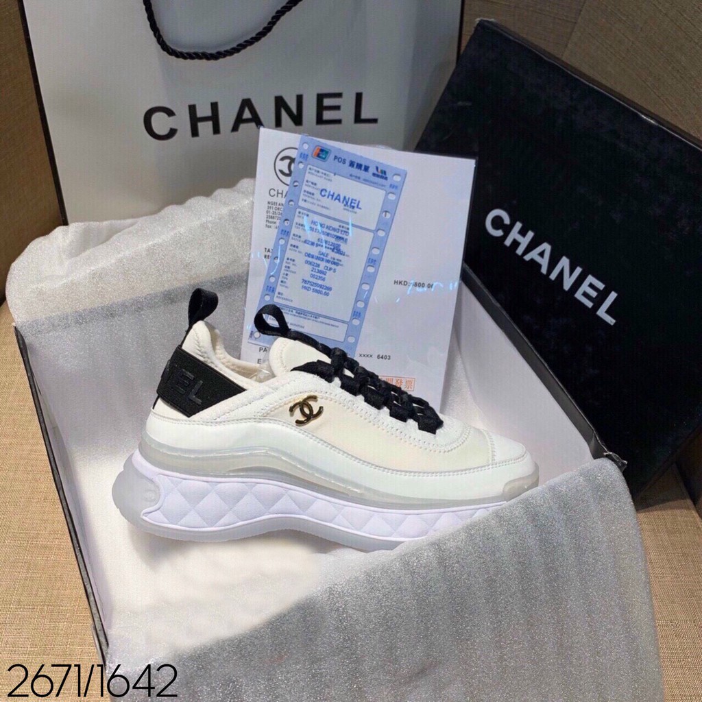 Giày thể thao chanel độn đế 8p