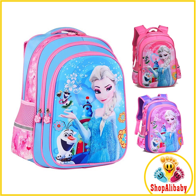 Balo đi học cho bé gái mầu hồng công chúa elsa FROZEN cho cấp 1 tiểu học lớp 12345 TE3