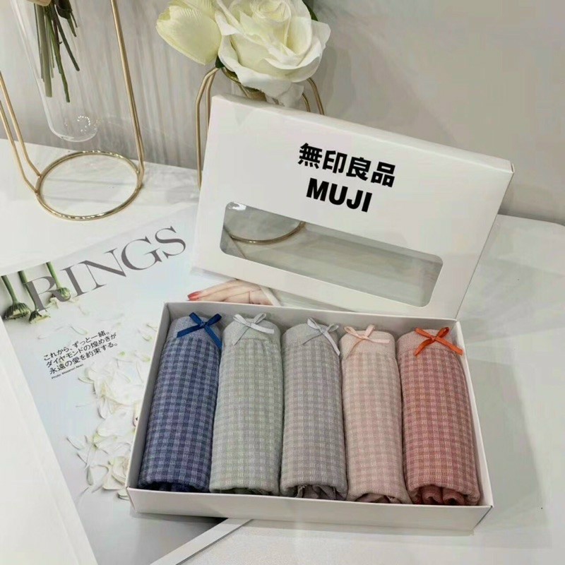 Hộp 5 quần lót cotton kẻ caro phối ren kháng khuẩn siêu đẹp 789