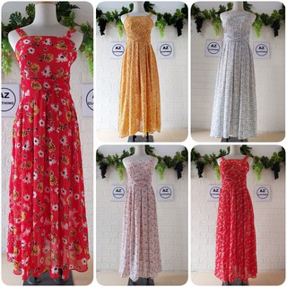 Đầm maxi 2 dây voan hoa nhí