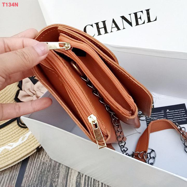 Túi đeo chéo đầm tiệc ngăn kép màu nâu thời trang KN30 Shalla
