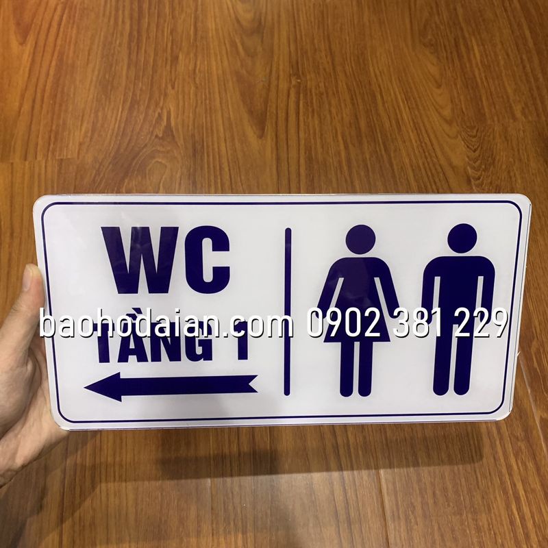 Bảng chỉ dẫn nhà vệ sinh WC nam nữ chất liệu mica 15cm x 30cm