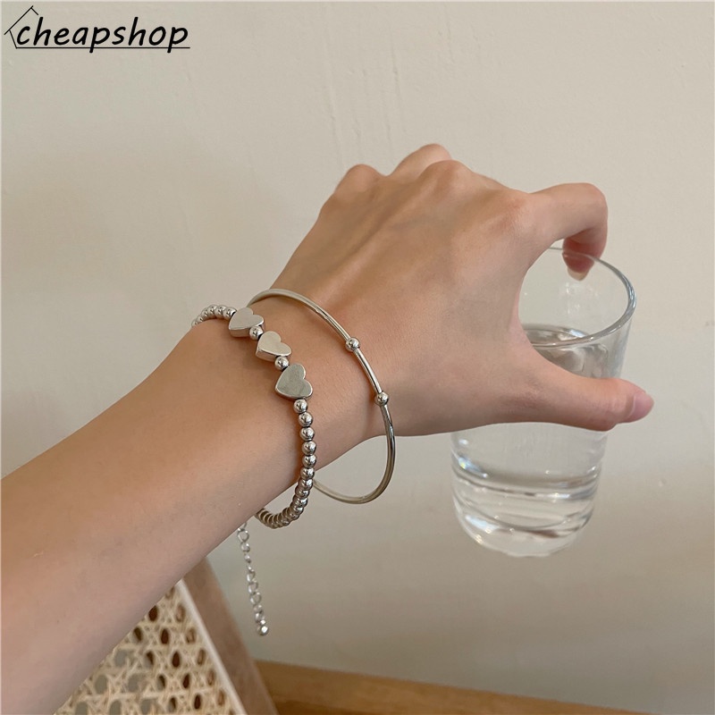 Bộ 2 vòng đeo tay hở iF YOU mặt trái tim phong cách Hàn Quốc cho nữ