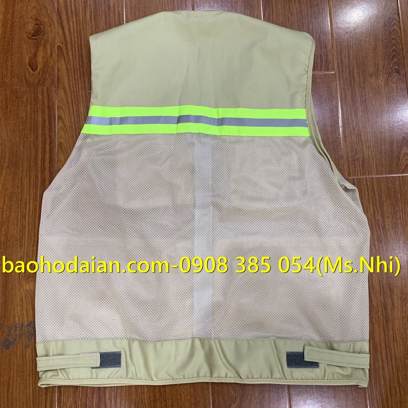 Áo ghile bảo hộ 6 túi màu vàng mơ