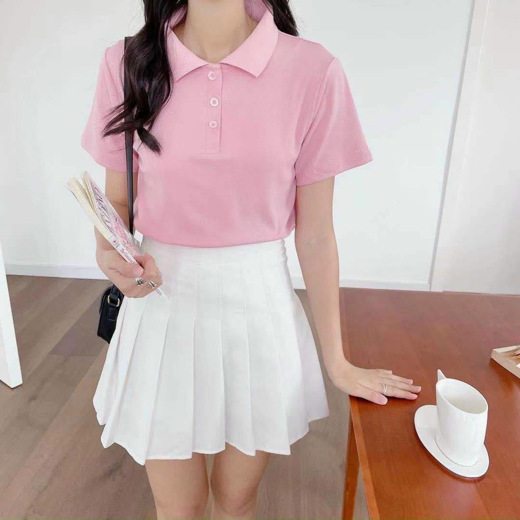 [Mã WASKT304 giảm 15% tối đa 30K đơn 99K] Áo thun nữ polo trơn nhiều màu freesize Pumi