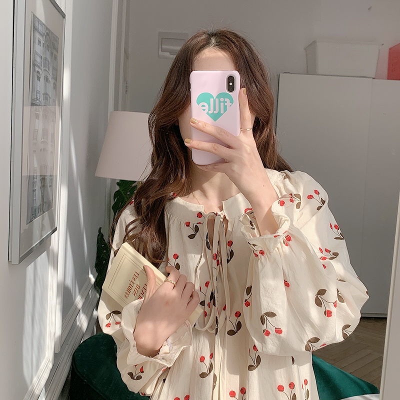 Đầm ngủ dáng dài form rộng thiết kế mới ngọt ngào thời trang mùa thu theo phong cách hàn quốc cho nữ