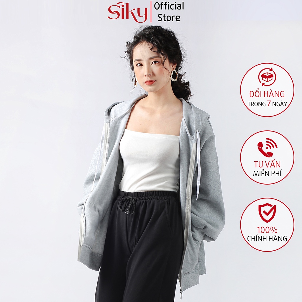 Áo khoác hoodie nữ SIKY có khóa chất nỉ hàn