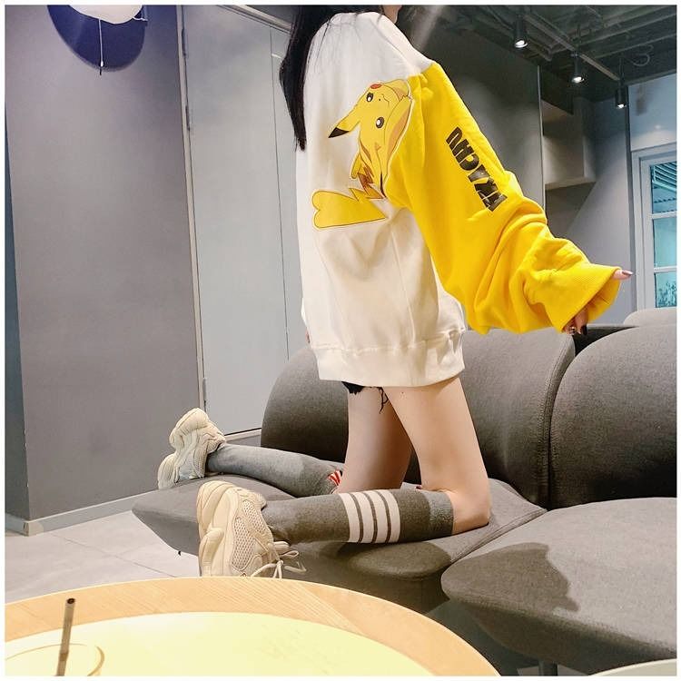 Pokemon pikachu print long sleeve Sweatshirts INS Korean style loose women casual clothes | BigBuy360 - bigbuy360.vn