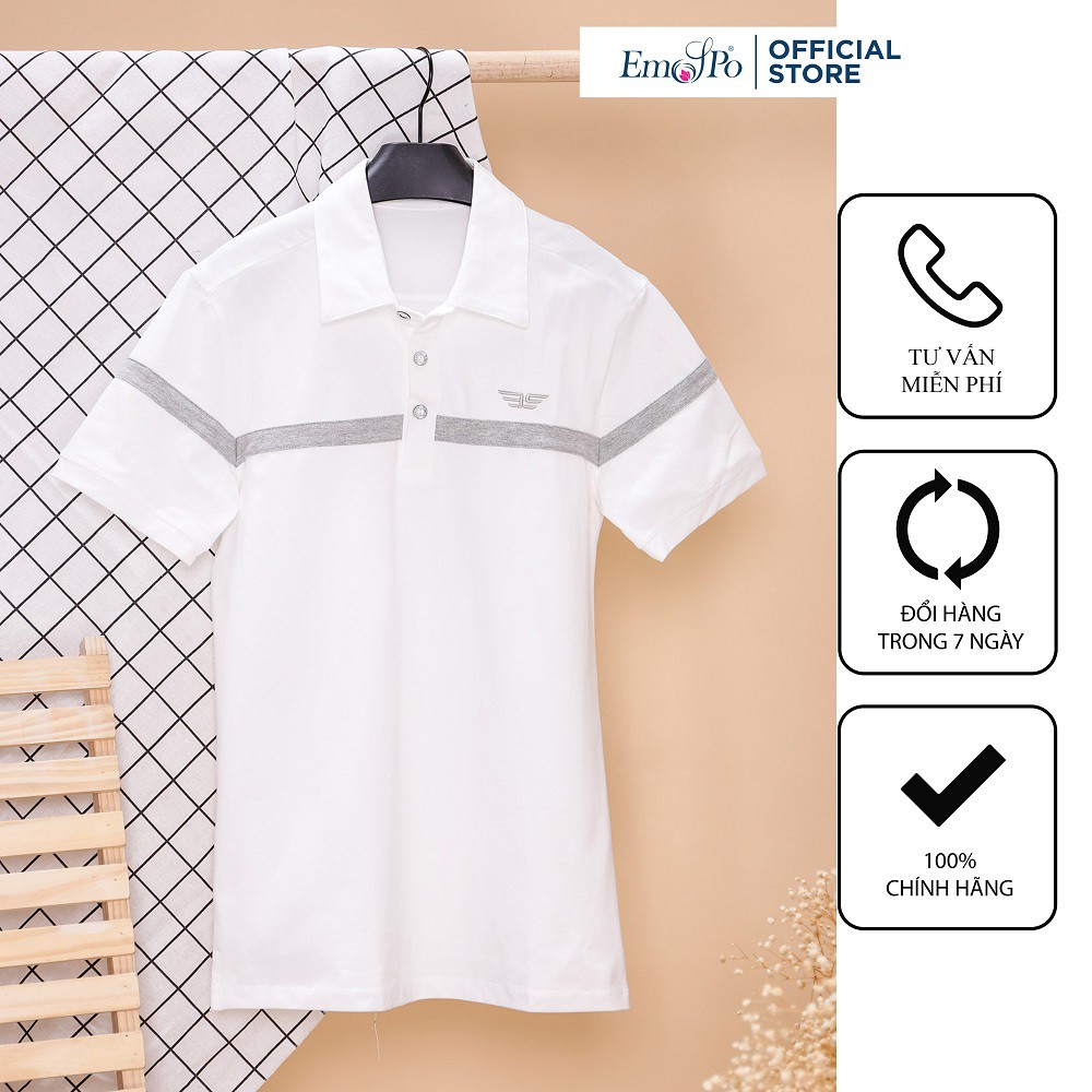 Áo Polo nam cổ bẻ phối UCO vải cotton cá sấu cao cấp, chuẩn form, sang trọng lịch sự màu đen, trắng ATS0310 - 𝗘𝗠𝗦𝗣𝗢