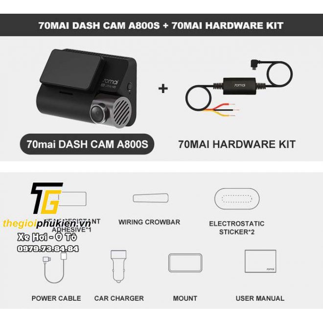 [Hàng mới về] Camera hành trình Xiaomi 70mai A800S Dash Cam 4K – 2 mắt trước sau