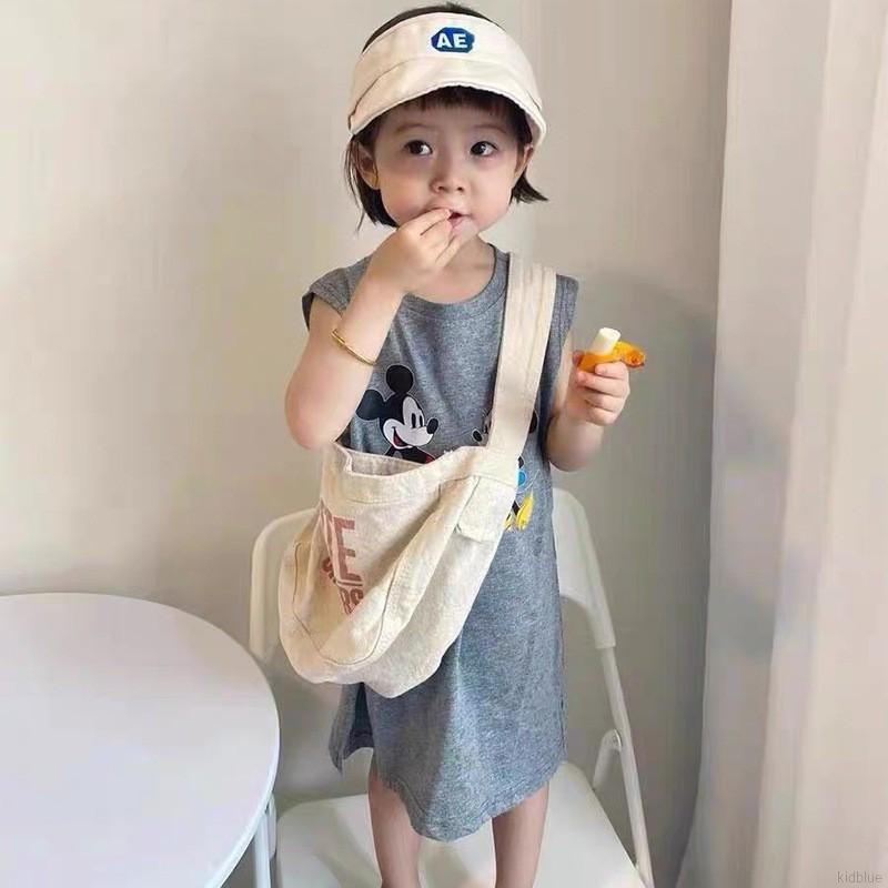 Đầm Sát Nách In Hoạt Hình Kiểu Hàn Quốc Thời Trang Mùa Hè Cho Bé Gái