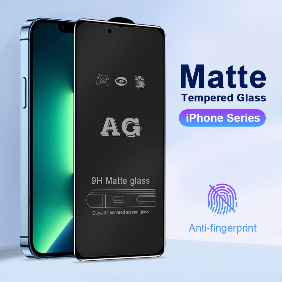 Kính cường lực nhám AG toàn màn hình chống vân tay thích hợp cho iPhone 14 13 12 11 Pro Max 13 Mini X XS XR 6 6S 7 8 Plus