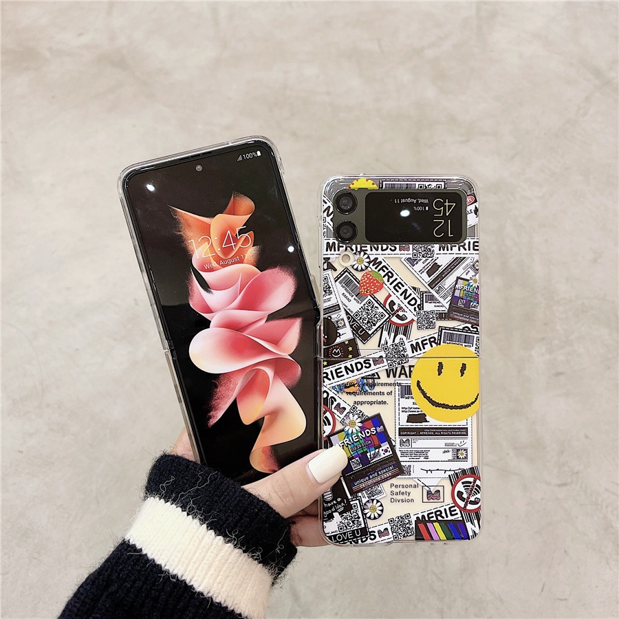 Ốp Điện Thoại PC Cứng Chống Sốc Họa Tiết Cây Thông / Cún graffiti Dễ Thương Cho Samsung Galaxy Z Flip 4 5G