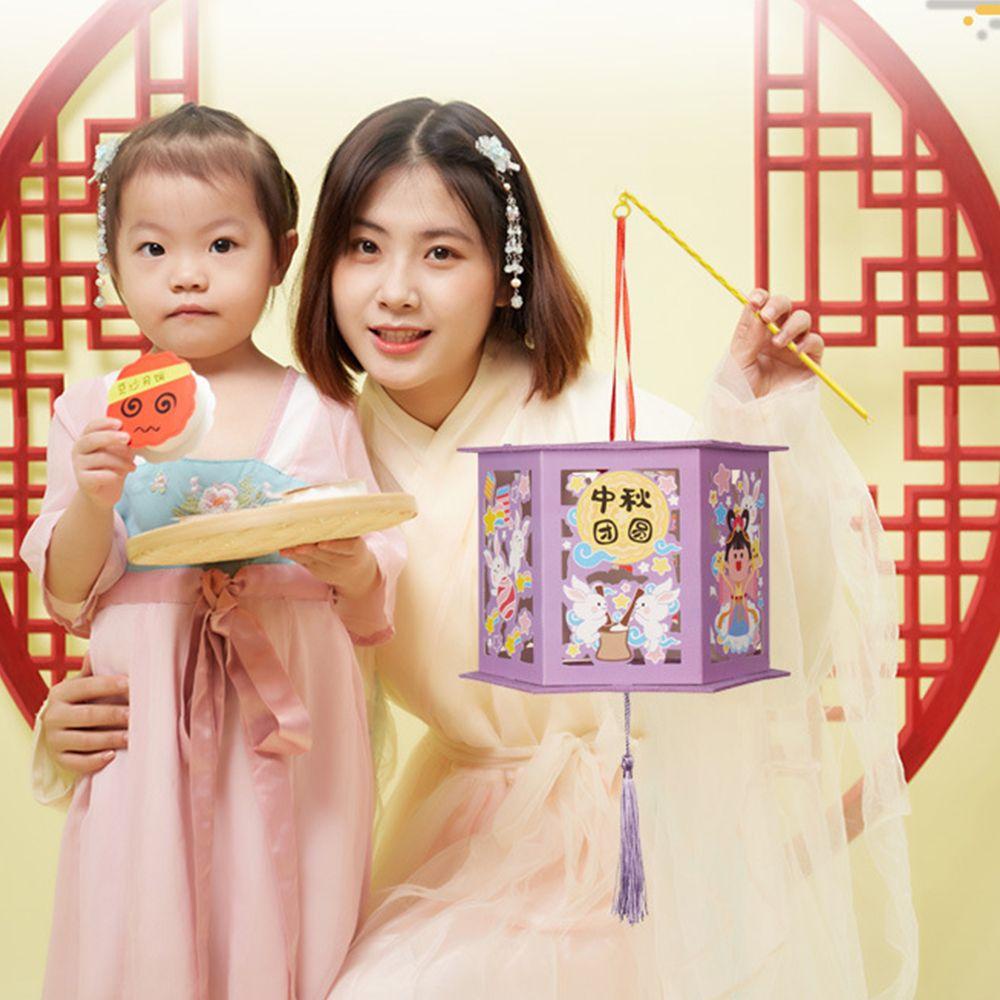 Lồng Đèn Giấy Họa Tiết Hoạt Hình Trung Hoa Cổ Điển DIY Cho Bé