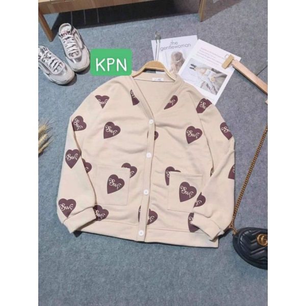 Khoác cadigan nỉ in Tim cực đẹp.hangtotgiare98
