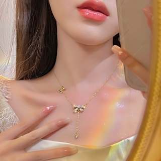 Vòng cổ nơ kép vàng kim điệu đà, mong manh VC147