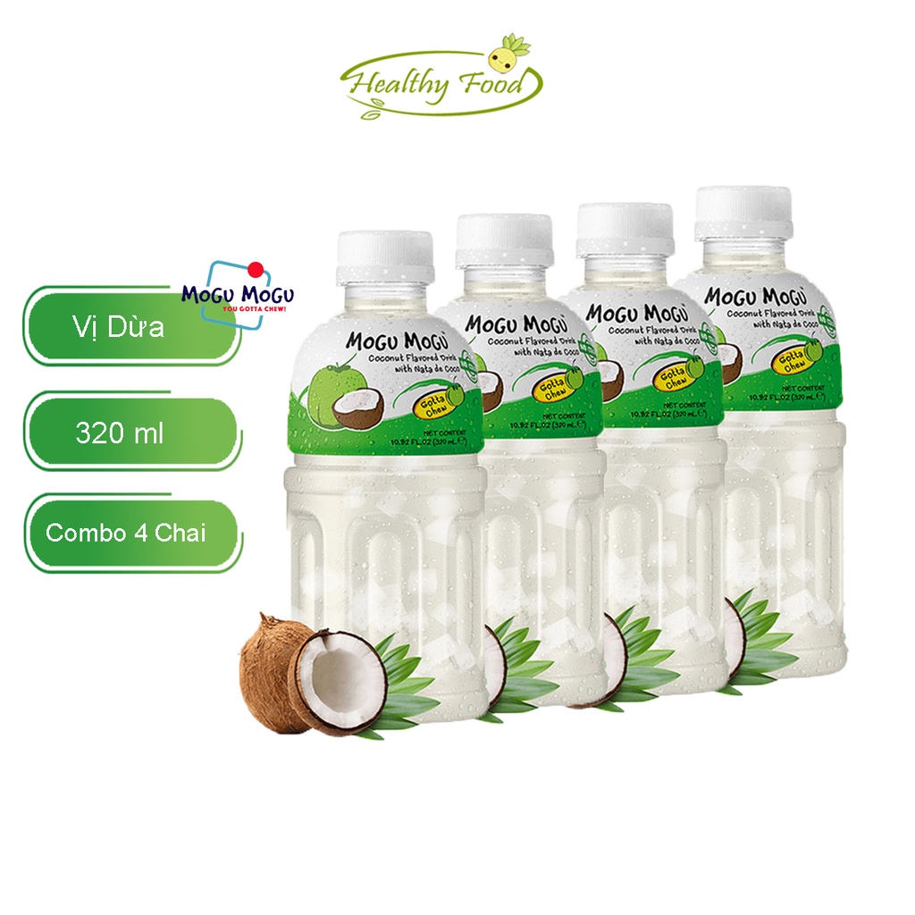 Combo 4 Chai Nước Thạch Dừa  MOGU MOGU - 4 Vị