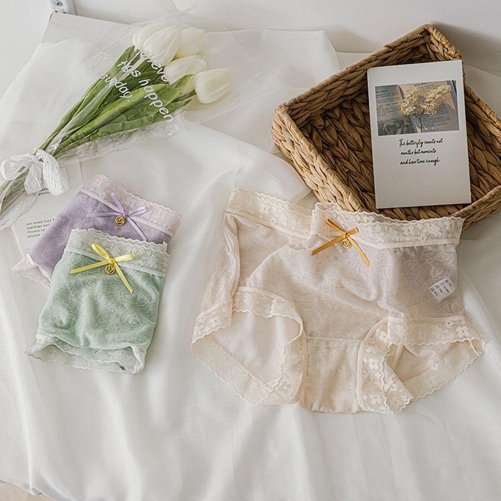 AROMA Quần Lót Ren Trong Suốt Lưng Vừa Đính Nơ Gợi Cảm Cho Nữ