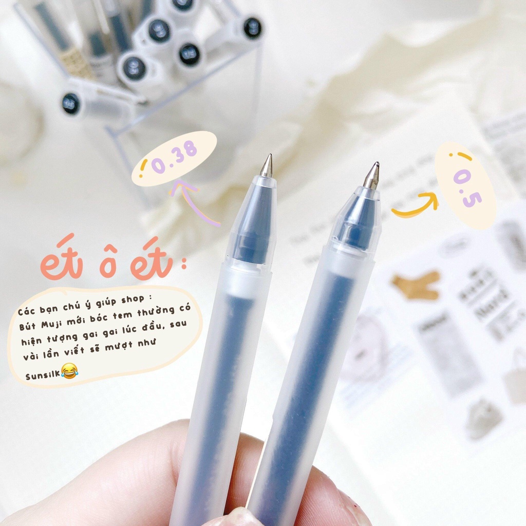Pick up Bút Gel Muji Chính Hãng nắp đậy bút bấm 0.38/0.5mm viết bài trang trí sổ tay take note bullet journal