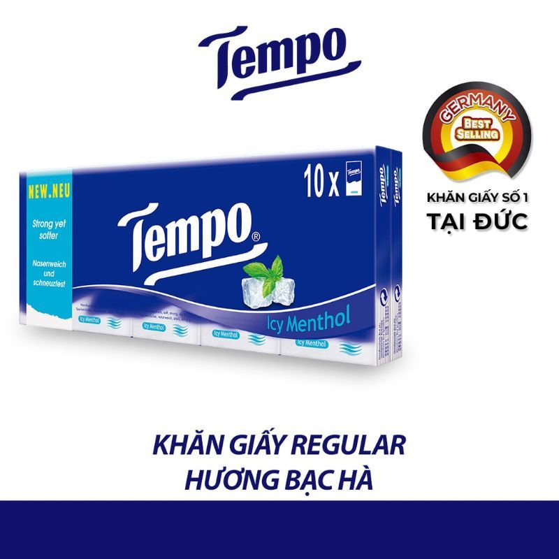 LỐC 10 GÓI KHĂN GIẤY BỎ TÚI TEMPO mùi bạc hà , không mùi
