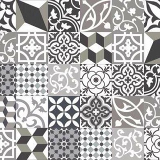 Set 30 ô decal gạch bông đen - trắng