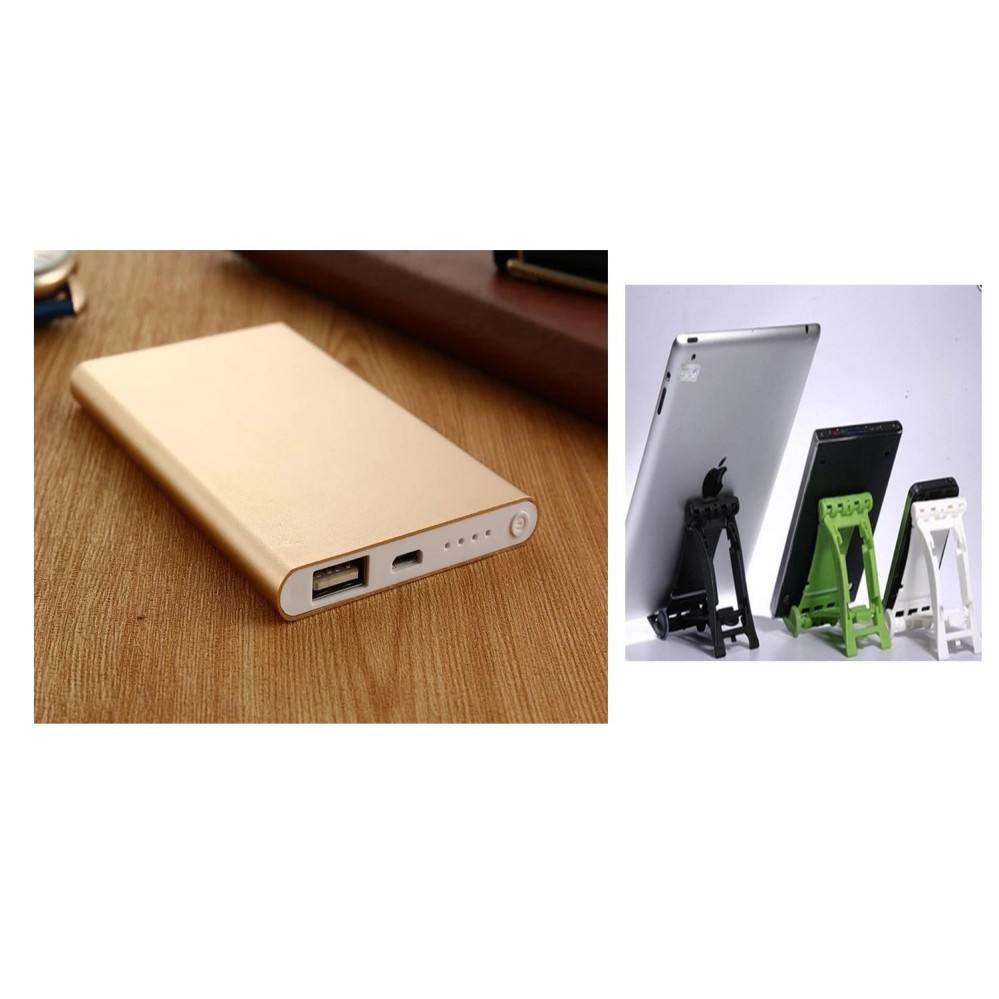 Bộ Đôi Pin sạc dự phòng vỏ nhôm nguyên khối Dung Lượng 9800mAh + Giá đỡ Điện Thoại 5030 