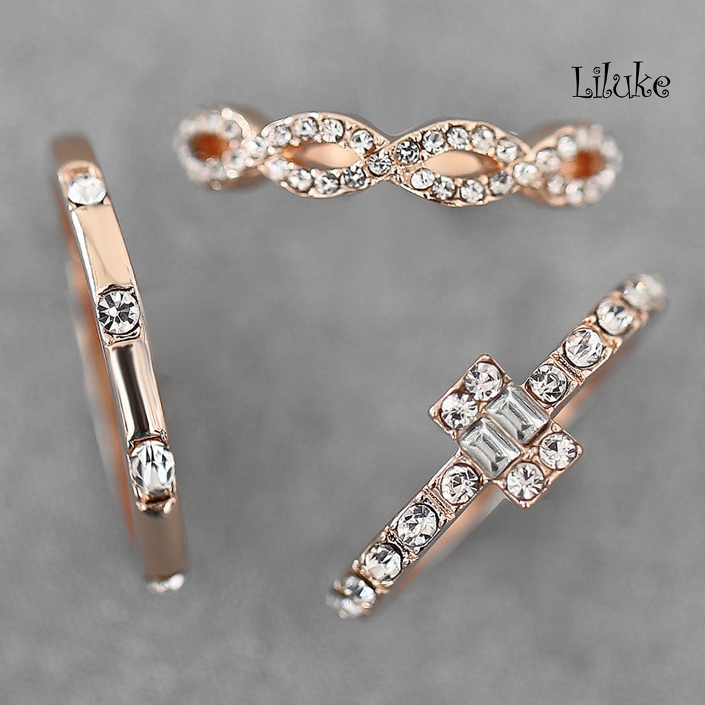 Bộ 3 Nhẫn Đeo Ngón Tay Thiết Kế Tối Giản Cá Tính