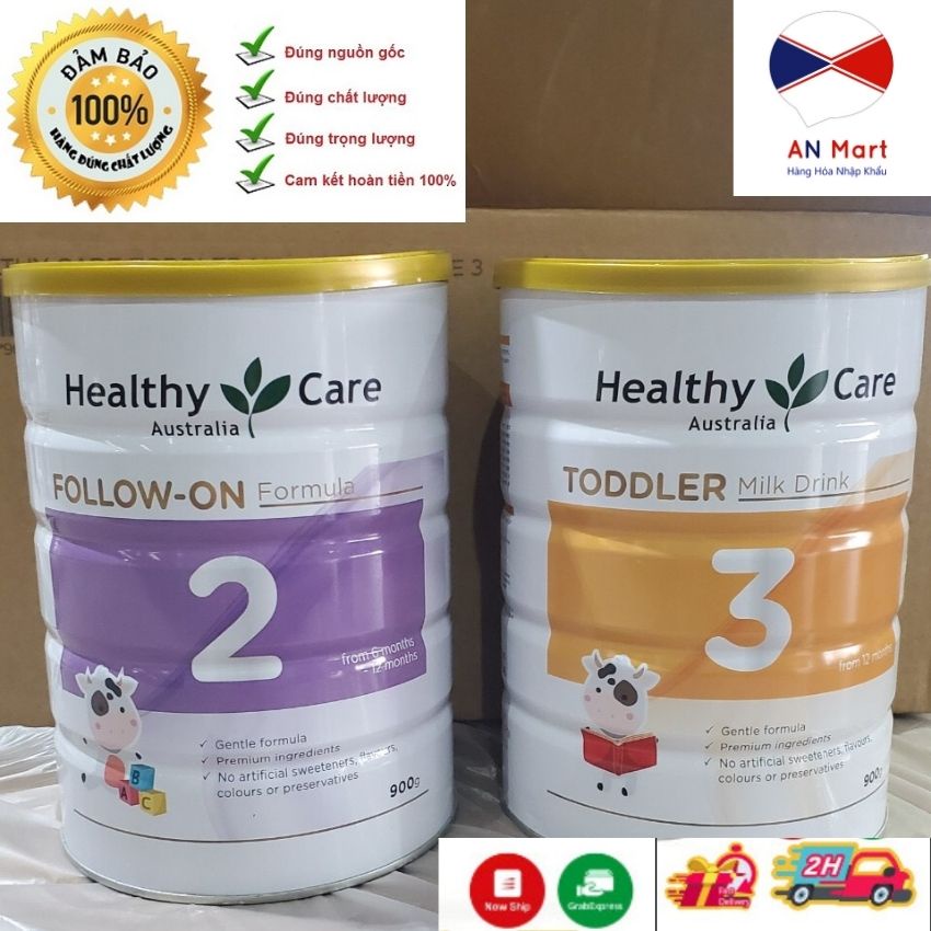 [Date Mới Nhất] Sữa bột Healthy Care Số 1,2,3 tăng cân, phát triển chiều cao 900G Nội Địa Úc