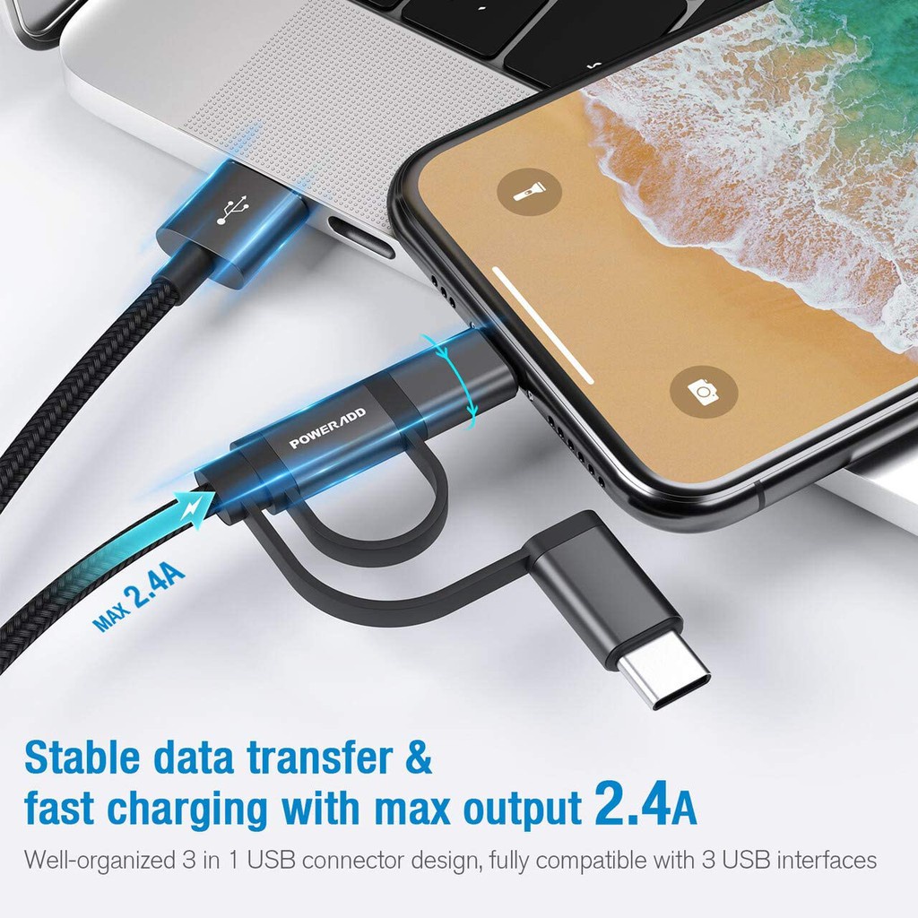 SAMSUNG HUAWEI Dây Cáp Sạc Nhanh 3 Trong 1 Đa Năng Cho Micro Usb / Type C / Iphone / Iphone / Most Smart Devicest Smart Devices Like Xiaomi Oppo Vivo
